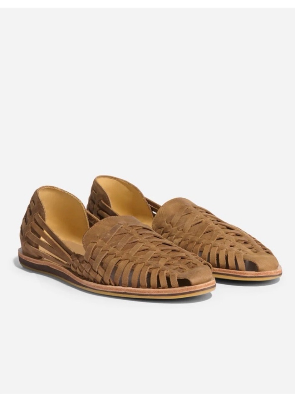 Nisolo Tobacco Brown Woven Leather Huarache Sandal Loafer size 10